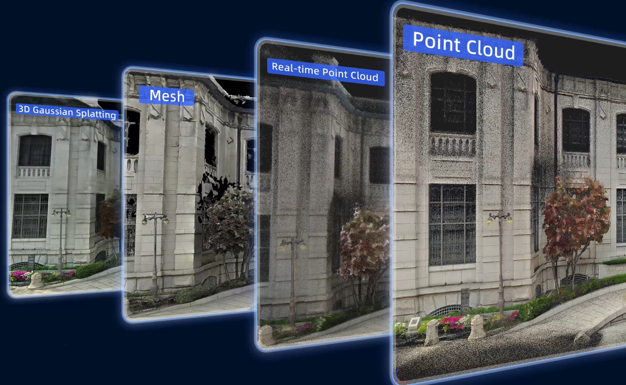 Lixel K2 3D Gaussian Splatting, Mesh and Point Cloud output comparison